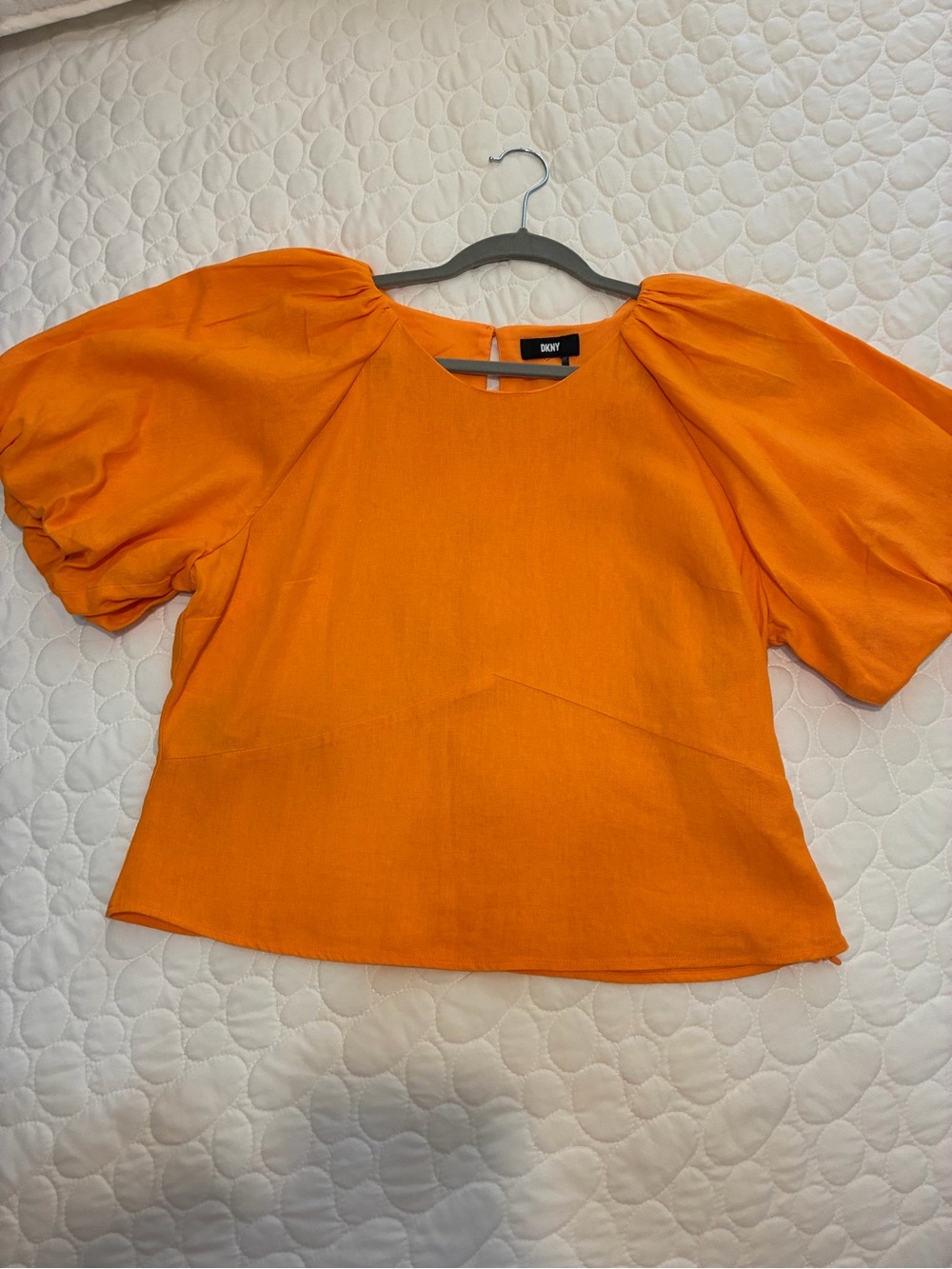 DKNY Vibrant Orange Puff Sleeve Top